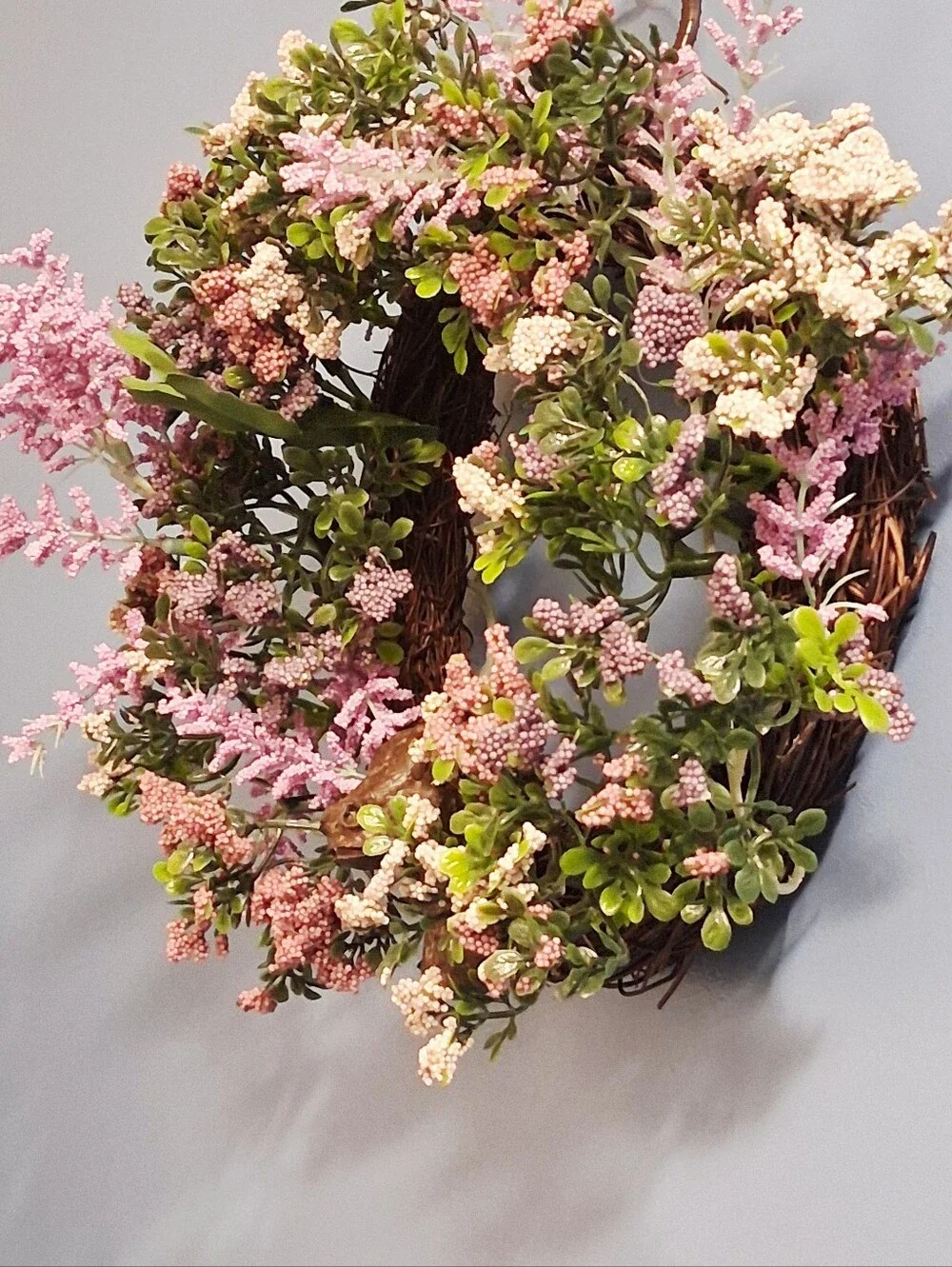 Floral Cottagecore Wreath with Greenery and Highland Cow